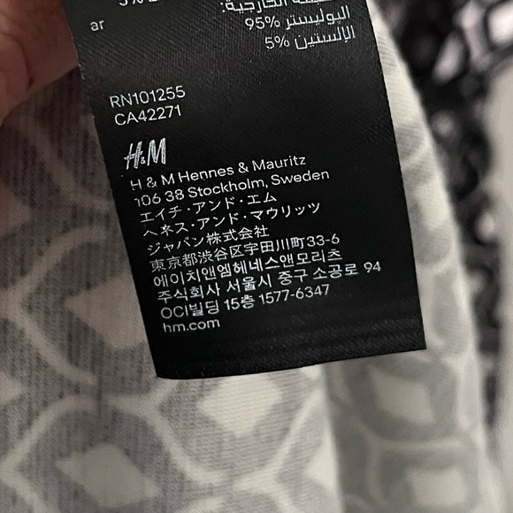 H&M Black & White A-Line Midi Dress Open Back w/ Removable Belt Large - Picture 8 of 9